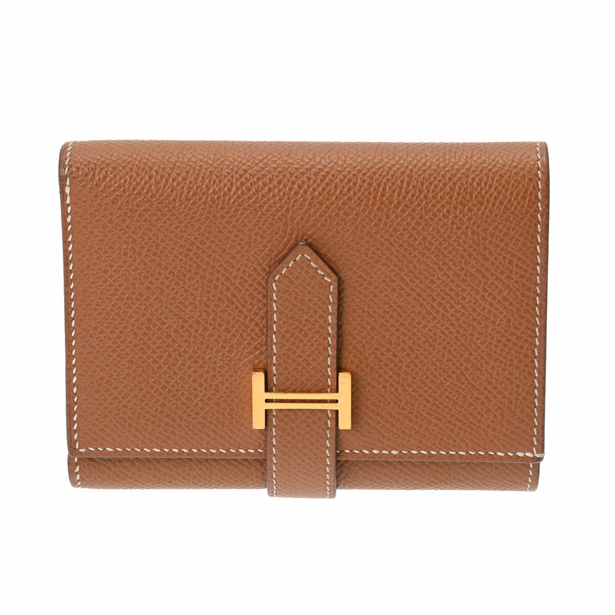 【ポイント2倍★30日限定】【最大25,000円OFFクーポン★30日まで】HERMES エルメス ベアンコンビネ ゴールド ゴールド金具 U刻印(2022年頃) レディース ヴォーエプソン 三つ折り財布 エルメス財布 Aランク 中古 銀蔵のサムネイル