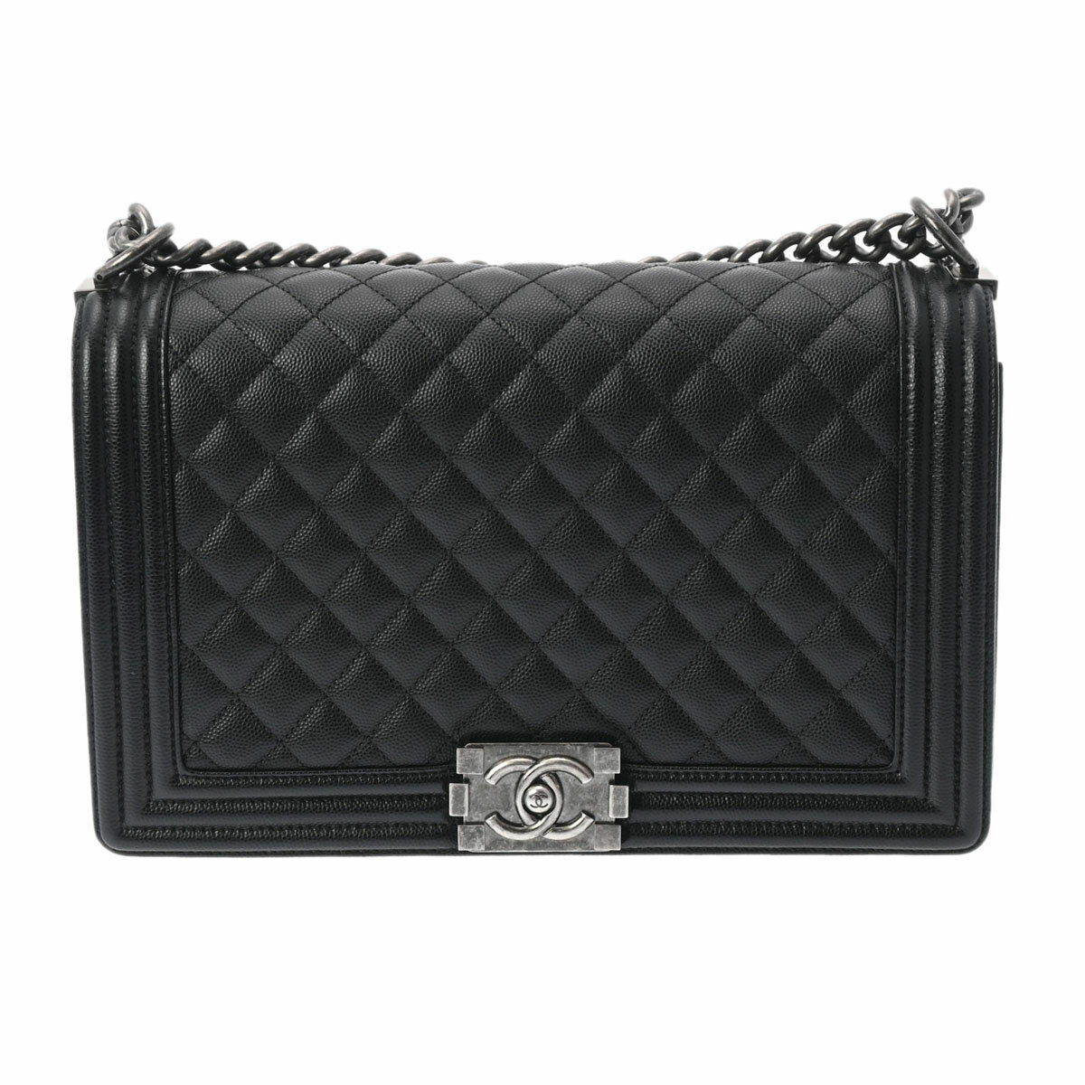 CHANEL シャネル ボーイシャネル ラージ チェーンショルダー 黒 シルバー金具 A92193 レディース キャビアスキン ショルダーバッグ 新同 中古 銀蔵のサムネイル
