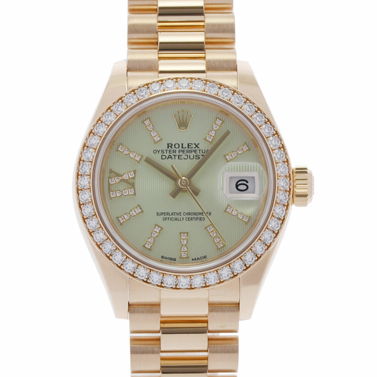 【ポイント3倍★15日限定】【最大2万円OFFクーポン★16日まで】【ローン24回払い無金利】ROLEX ロレックス デイトジャスト 28 ダイヤベゼル 2022年4月 279138RBR レディース YG 腕時計 自動巻き グリーン文字盤 Aランク 中古 銀蔵