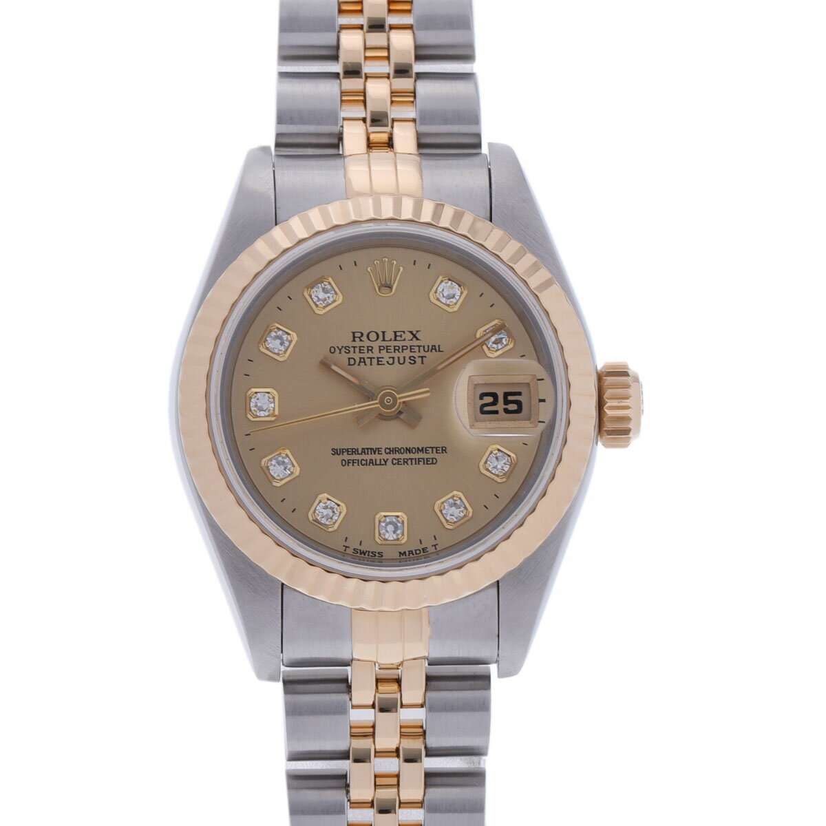 【ポイント3倍★18日限定】【ローン24回払い無金利】 ROLEX ロレックス デイトジャスト 10Pダイヤ 69173G レディース YG/SS 腕時計 自動巻き シャンパン文字盤 Aランク 中古 銀蔵