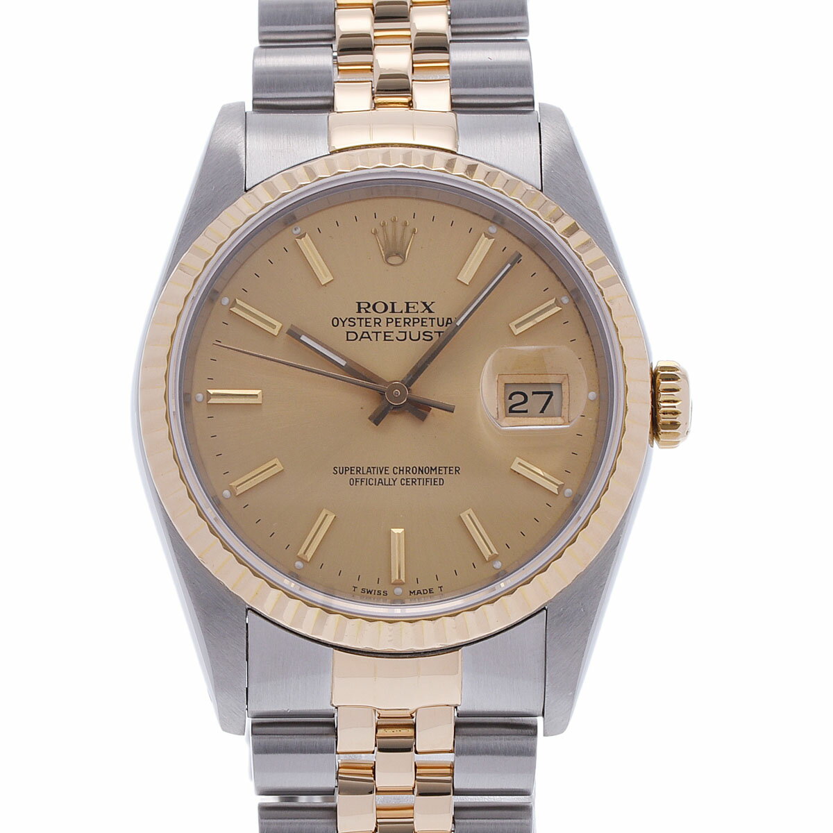 【ローン24回払い無金利】ROLEX ロレックス デイトジャスト 16233 メンズ YG/SS 腕時計 自動巻き シャンパン文字盤 Aランク 中古 銀蔵