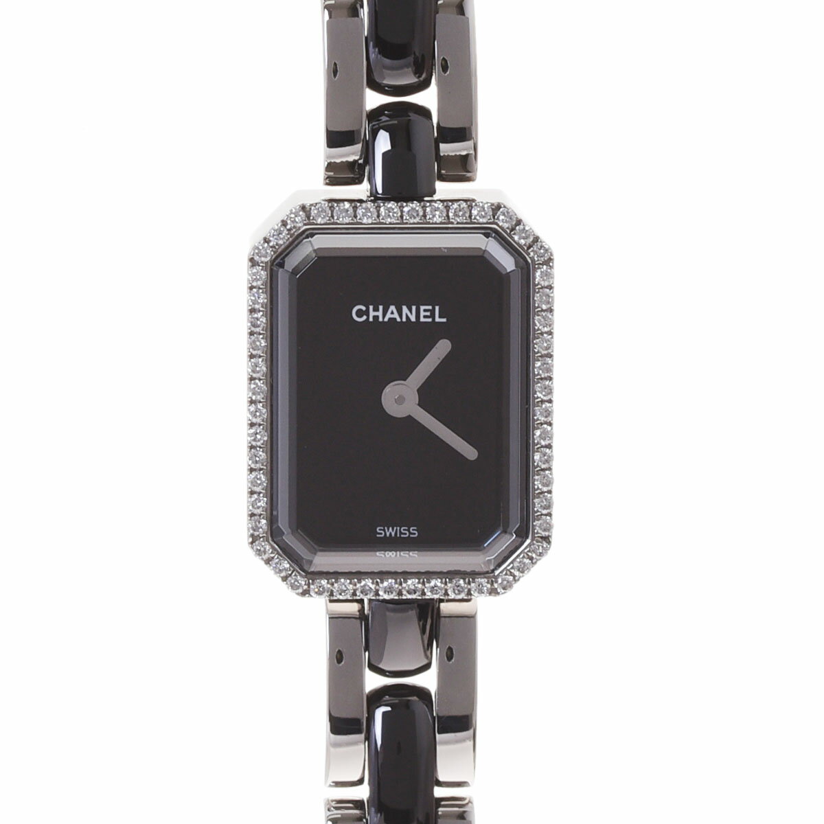 【ポイント3倍★10日限定】【最大2万円OFFクーポン★9日20時～】CHANEL シャネル プルミエール ベゼルダイヤ H2163 レディース SS/黒セラミック 腕時計 クオーツ 黒文字盤 シャネル 時計 Aランク 中古 銀蔵