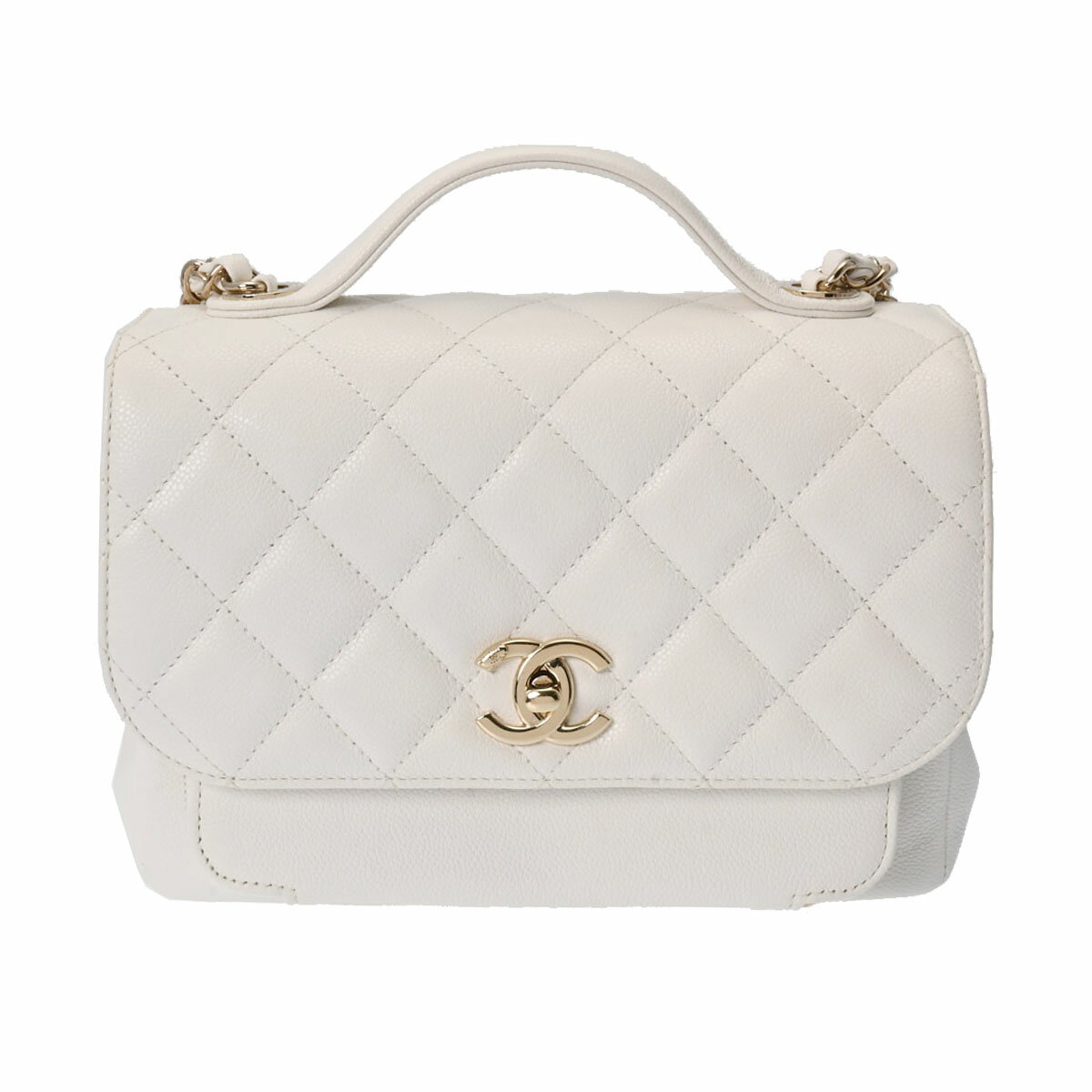 【ポイント3倍★15日限定】【最大15,000円OFFクーポン】【ローン24回払い無金利】CHANEL シャネル マトラッセ ビジネスアフィニティ 白 シャンパンゴールド金具 レディース キャビアスキン ショルダーバッグ Aランク 中古 銀蔵のサムネイル