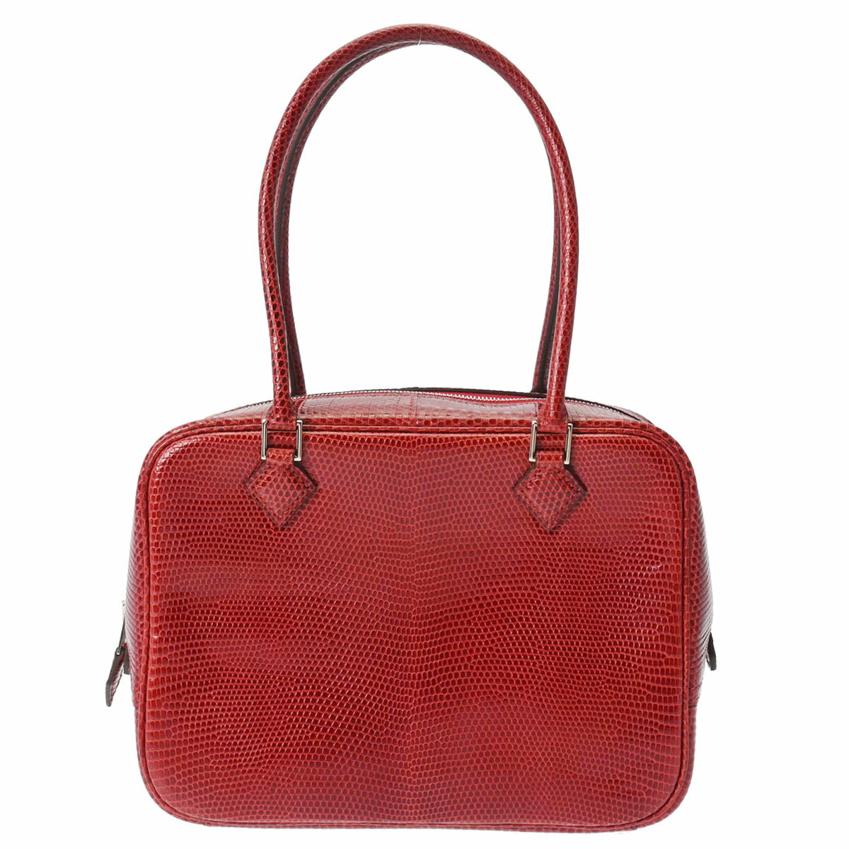 【ローン24回払い無金利】HERMES エルメス プリュム 20 ルージュアッシュ パラジウム金具 □M刻印(2009年頃) レディース リザード ハンドバッグ Aランク 中古 銀蔵のサムネイル