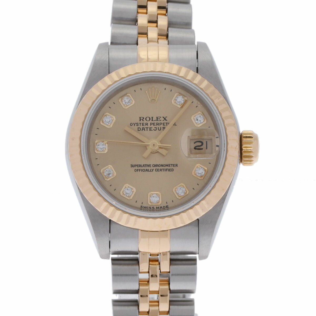 【ローン24回払い無金利】ROLEX ロレックス デイトジャスト 10Pダイヤ 69173G レディース YG/SS 腕時計 自動巻き シャンパン文字盤 Aランク 中古 銀蔵