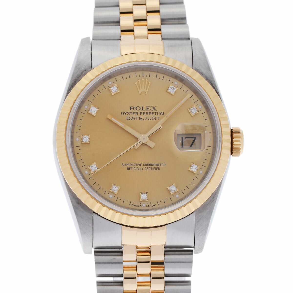 【ポイント2倍★1日限定】【ローン24回払い無金利】ROLEX ロレックス デイトジャスト 10Pダイヤ 16233G メンズ YG/SS 腕時計 自動巻き シャンパン文字盤 Aランク 中古 銀蔵