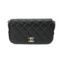 【ポイント3倍★10日限定】【最大2万円OFFクーポン★9日20時～】CHANEL シャネル ミニチェーンショルダー 黒 シャンパンゴールド金具 AP2533 レディース ラムスキン クロシェ ショルダーバッグ Aランク 中古 銀蔵