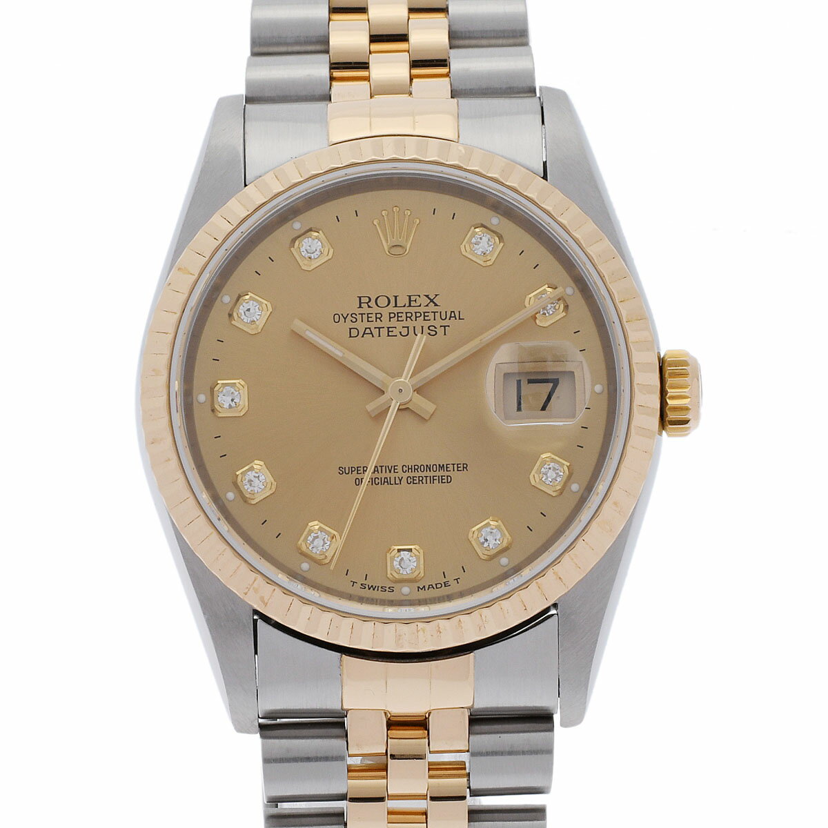 【ポイント3倍★15日限定】【最大2万円OFFクーポン★16日まで】【ローン24回払い無金利】ROLEX ロレックス デイトジャスト 10Pダイヤ 16233G メンズ YG/SS 腕時計 自動巻き シャンパン文字盤 Aランク 中古 銀蔵