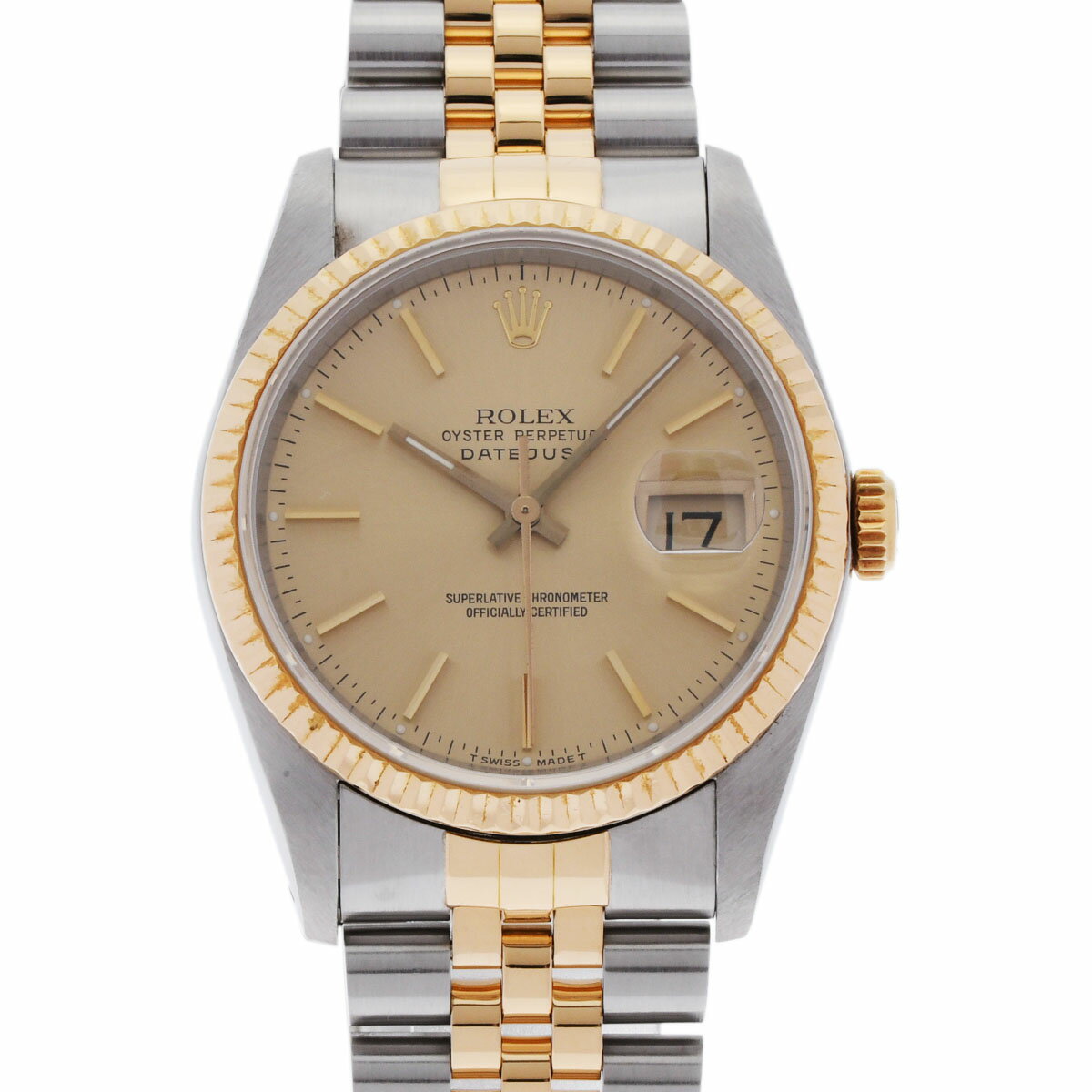 【ポイント3倍★15日限定】【最大2万円OFFクーポン★16日まで】【ローン24回払い無金利】ROLEX ロレックス デイトジャスト 16233 メンズ YG/SS 腕時計 自動巻き ゴールド文字盤 Aランク 中古 銀蔵