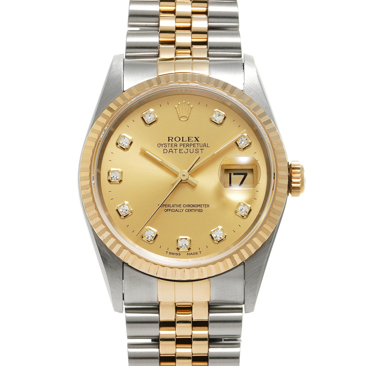 【ポイント3倍★18日限定】【ローン24回払い無金利】ROLEX ロレックス デイトジャスト 10Pダイヤ 16233G メンズ YG/SS 腕時計 自動巻き シャンパン文字盤 Aランク 中古 銀蔵