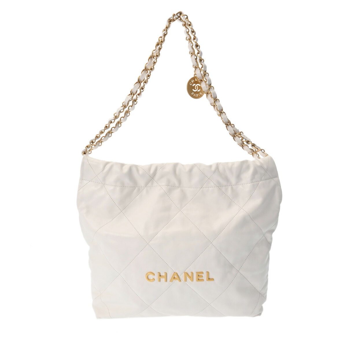 【ポイント3倍★15日限定】【最大2万円OFFクーポン★16日まで】【ローン24回払い無金利】CHANEL シャネル シャネル 22 スモールハンドバッグ 白 ゴールド金具 AS3260 レディース シャイニーカーフ ハンドバッグ Aランク 中古 銀蔵