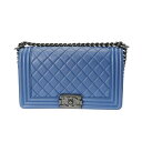 【ローン24回払い無金利】CHANEL シャネル ボーイシャネル チェーンショルダー 25cm 青 ブラック/オーロラ金具 A67086 レディース レザー ショルダーバッグ Aランク 中古 銀蔵