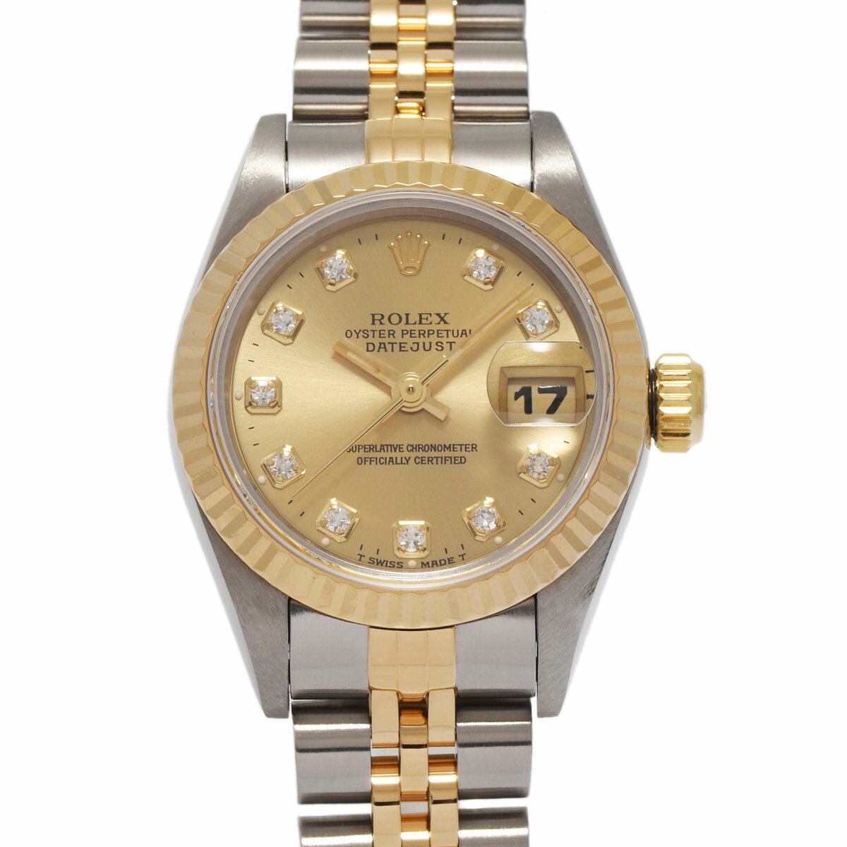 【ポイント3倍★18日限定】【ローン24回払い無金利】ROLEX ロレックス デイトジャスト 10Pダイヤ 69173G レディース YG/SS 腕時計 自動巻き シャンパン文字盤 Aランク 中古 銀蔵