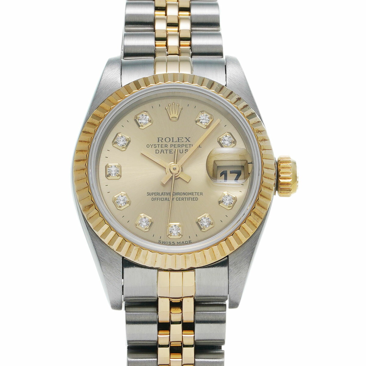 【ポイント3倍★30日限定】【ローン24回払い無金利】ROLEX ロレックス デイトジャスト 10Pダイヤ 69173G レディース YG/SS 腕時計 自動巻き シャンパン文字盤 Aランク 中古 銀蔵