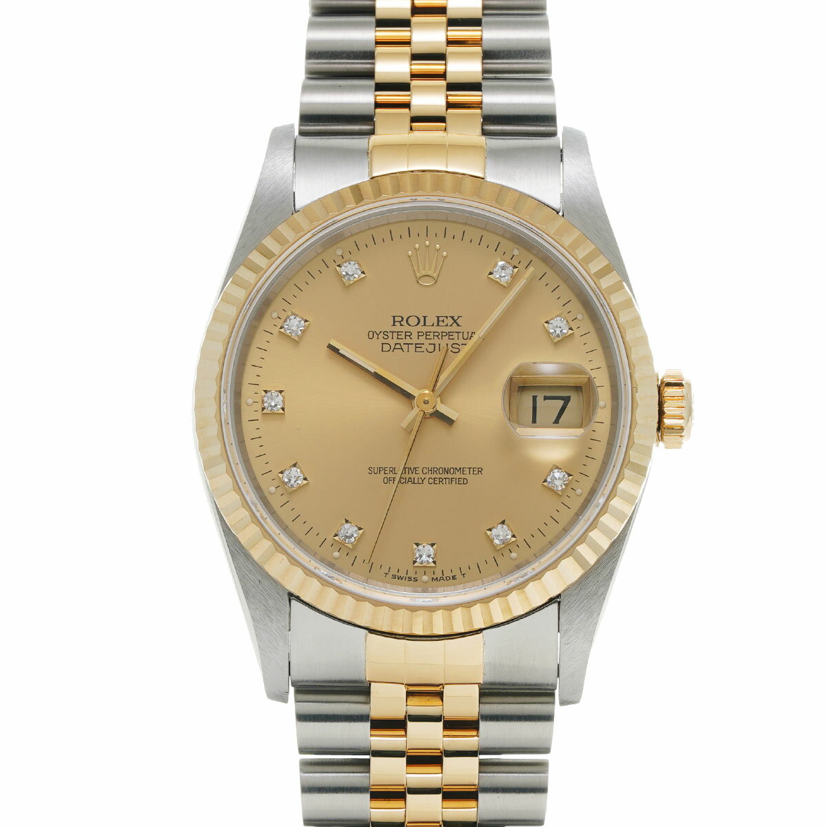 【ポイント3倍★18日限定】【ローン24回払い無金利】ROLEX ロレックス デイトジャスト 10Pダイヤ 16233G メンズ YG/SS 腕時計 自動巻き シャンパン文字盤 Aランク 中古 銀蔵