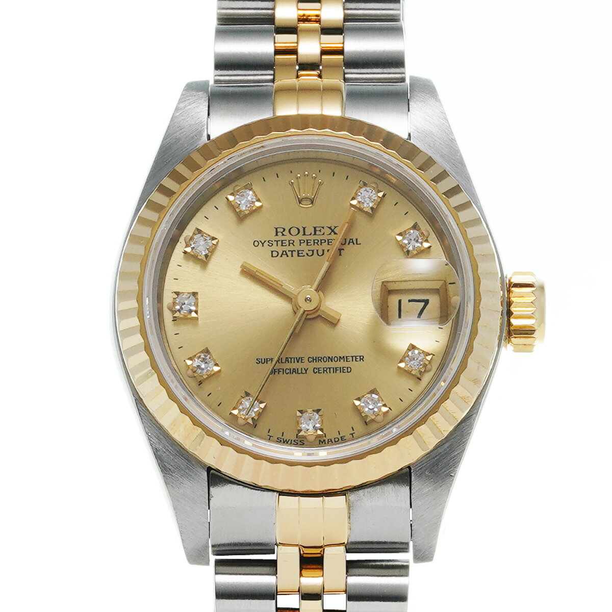 【ポイント2倍★1日限定】【ローン24回払い無金利】ROLEX ロレックス デイトジャスト 10Pダイヤ 69173G レディース YG/SS 腕時計 自動巻き シャンパン文字盤 Aランク 中古 銀蔵