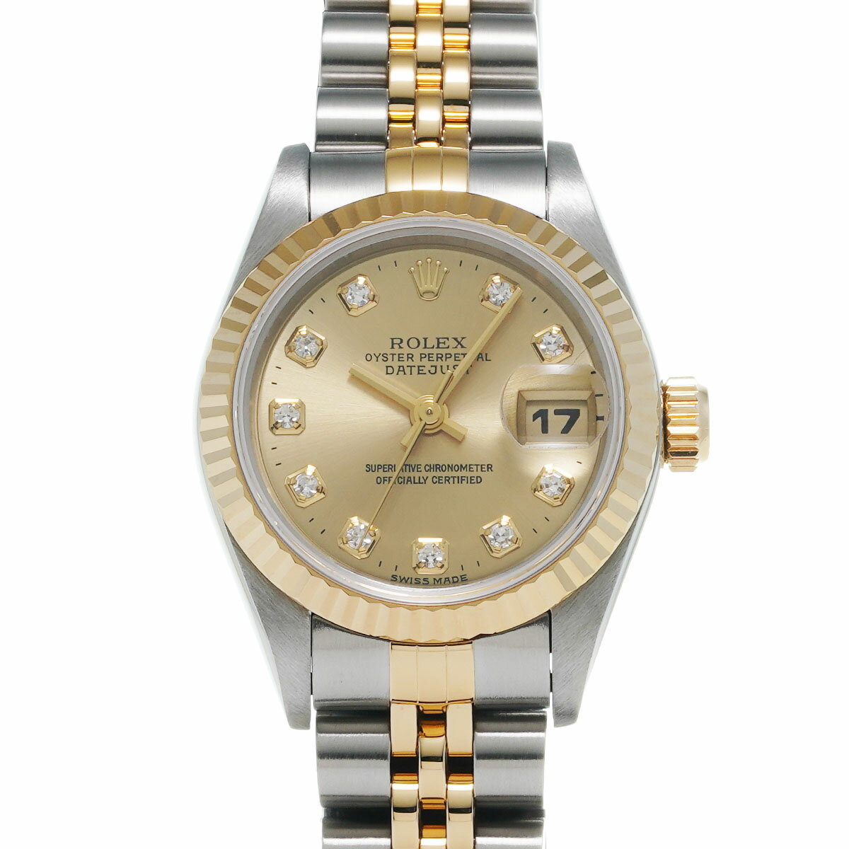 【ポイント3倍★15日限定】【最大2万円OFFクーポン★16日まで】【ローン24回払い無金利】ROLEX ロレックス デイトジャスト 10Pダイヤ 69173G レディース YG/SS 腕時計 自動巻き シャンパン文字盤 Aランク 中古 銀蔵