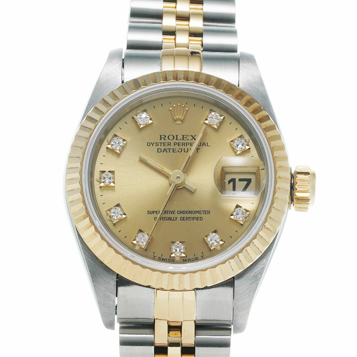 【ポイント3倍★15日限定】【最大2万円OFFクーポン★16日まで】【ローン24回払い無金利】ROLEX ロレックス デイトジャスト 10Pダイヤ 69173G レディース YG/SS 腕時計 自動巻き シャンパン文字盤 Aランク 中古 銀蔵