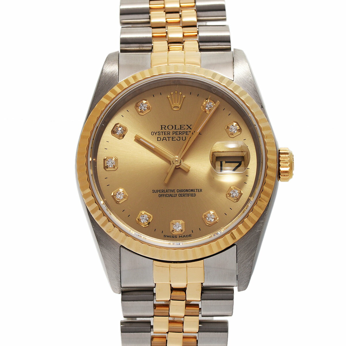 【ポイント3倍★18日限定】【ローン24回払い無金利】ROLEX ロレックス デイトジャスト 10Pダイヤ 16233G メンズ YG/SS 腕時計 自動巻き シャンパン文字盤 Aランク 中古 銀蔵