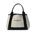 【ポイント3倍★10日限定】【最大2万円OFFクーポン★9日20時～】BALENCIAGA バレンシアガ ネイビーカバス S 白/黒 339933 レディース キャンバス/レザー ハンドバッグ ABランク 中古 銀蔵