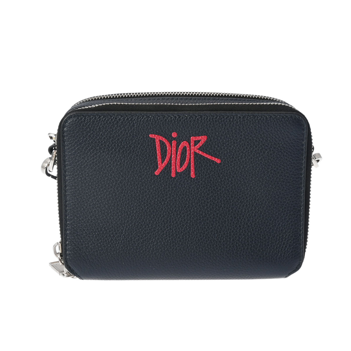 【ポイント3倍★15日限定】【最大2万円OFFクーポン★16日まで】CHRISTIAN DIOR クリスチャンディオール STUSSYコラボ ネイビー 2ESBC119GDS メンズ カーフ ショルダーバッグ Aランク 中古 銀蔵