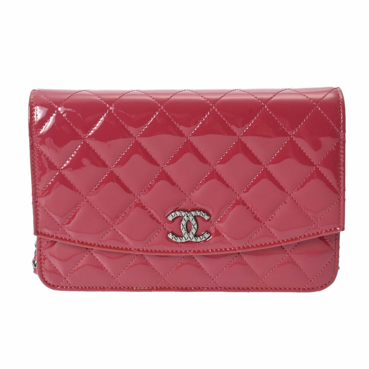 CHANEL シャネル マトラッセ チェーンウォレット ピンク シルバー系金具 A48692 レディース エナメル ショルダーバッグ ABランク 中古 銀蔵