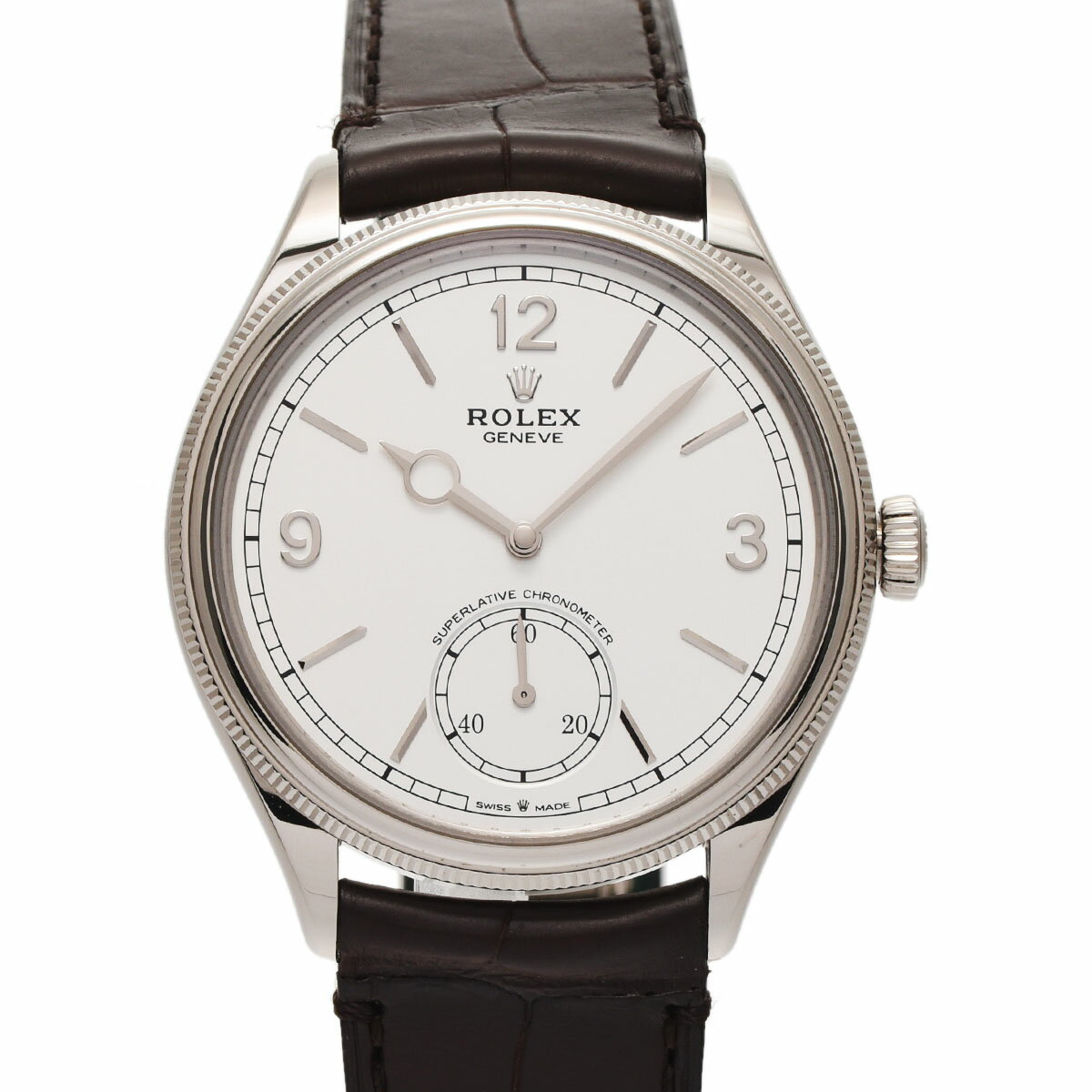 【ローン24回払い無金利】ROLEX ロレックス 1908 パーペチュアル 52509 メンズ WG/革 腕時計 自動巻き 白文字盤 Aランク 中古 銀蔵