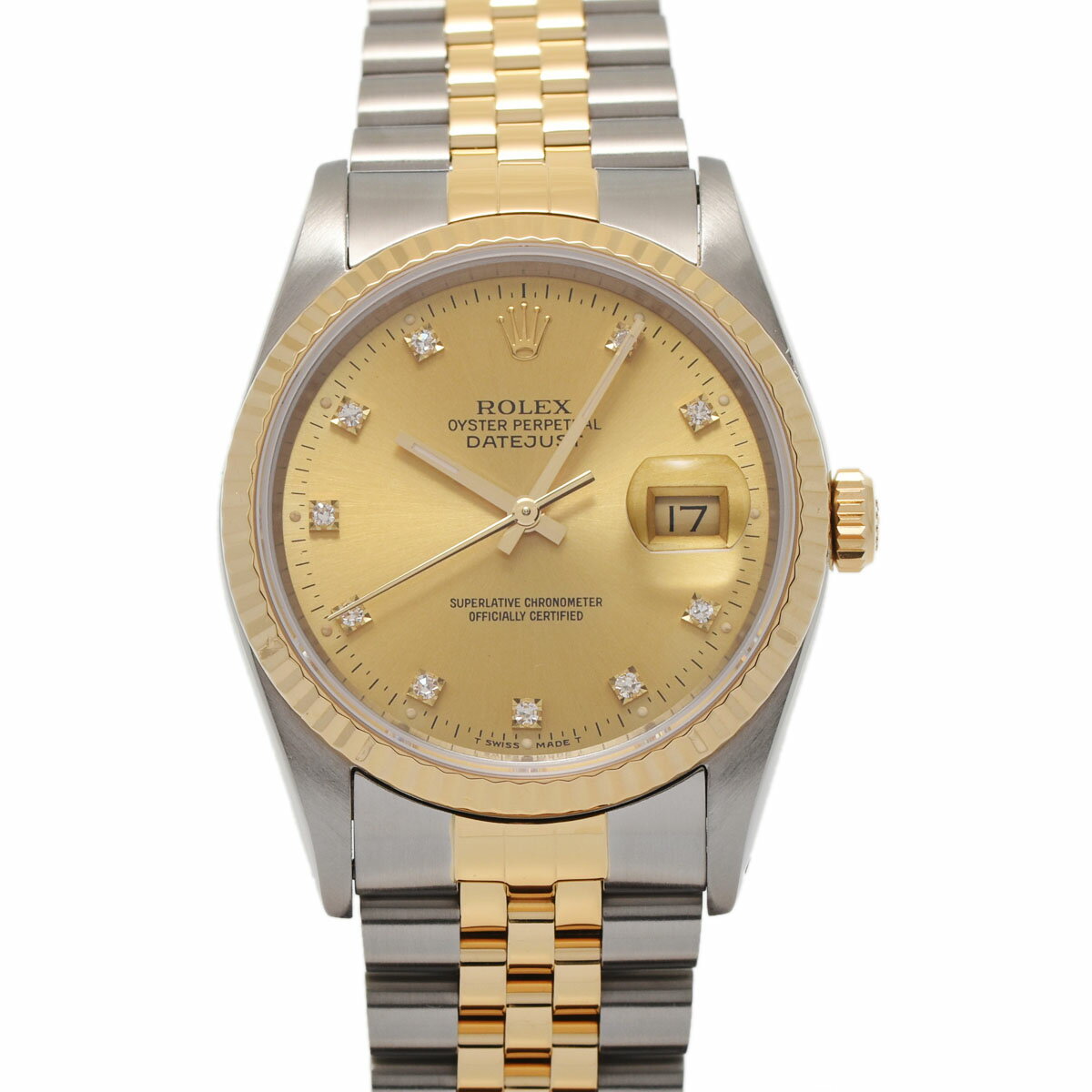 【ポイント3倍★30日限定】【ローン24回払い無金利】ROLEX ロレックス デイトジャスト 10Pダイヤ 16233G メンズ YG/SS 腕時計 自動巻き ゴールド文字盤 Aランク 中古 銀蔵