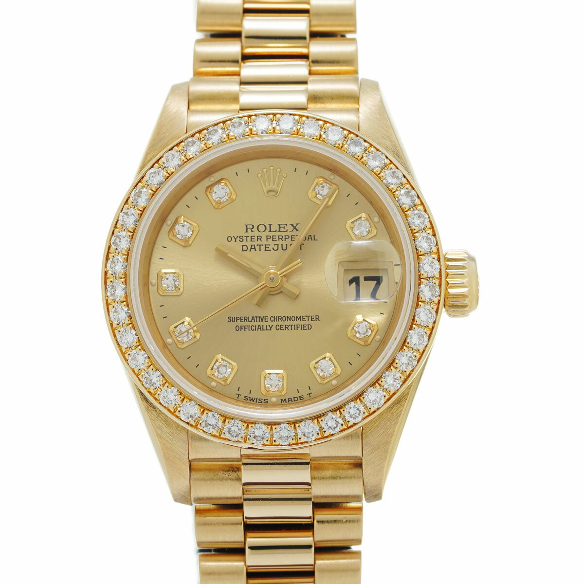 【ローン24回払い無金利】ROLEX ロレックス デイトジャスト ベゼルダイヤ 10Pダイヤ 69138G レディース YG 腕時計 自動巻き シャンパン文字盤 Aランク 中古 銀蔵