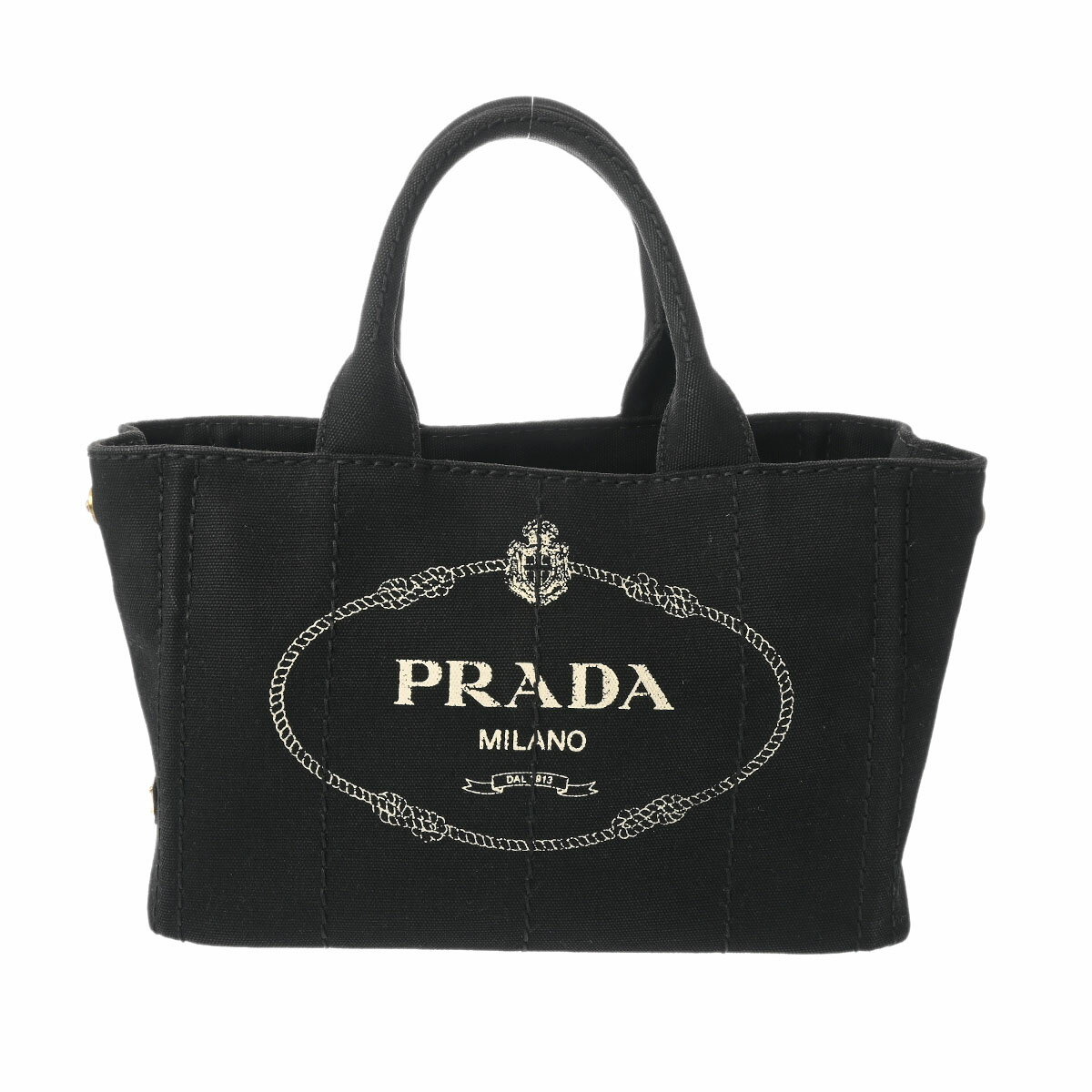 PRADA プラダ カナパ ミニ ファブリック 2WAY 黒 1BG439 レディース キャンバス トートバッグ ABランク 中古 銀蔵