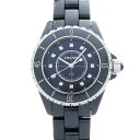 シャネル J12 33mm 12Pダイヤ H1625 ブラックラッカー/ダイヤモンド レディース 腕時計 クォーツ 中古 銀蔵