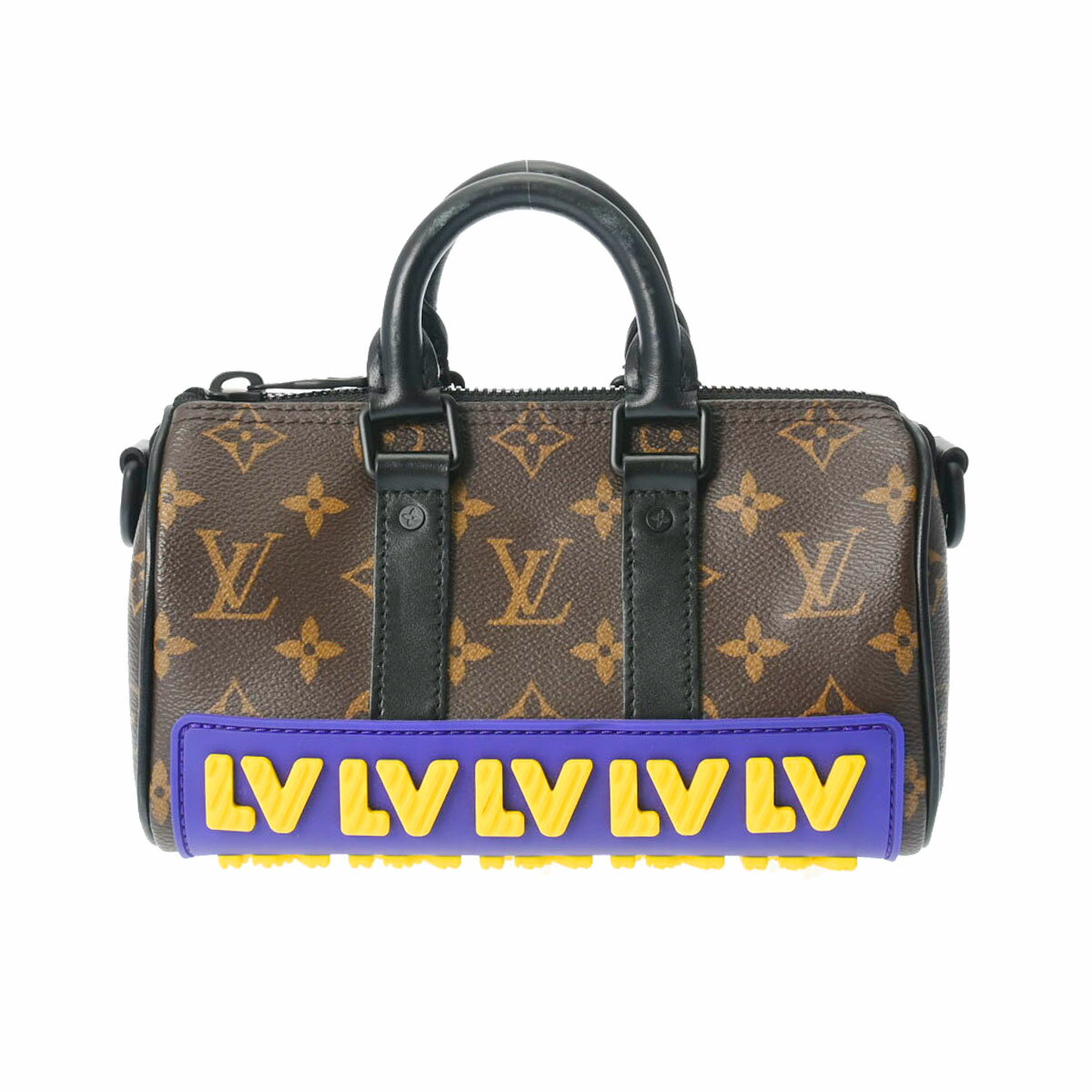 【9/25 最大2.5万円クーポン+ポイント3倍】LOUIS VUITTON ルイヴィトン モノグラム キーポル XS LVラバー ブラウン/ブラック M45788 レディース モノグラムマカサー ハンドバッグ ABランク 中古 銀蔵のサムネイル