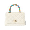 CHANEL シャネル マトラッセ トップハンドル XXS 2WAY 白/レインボー AS2215 レディース カーフ ハンドバッグ Aランク 中古【ローン24...