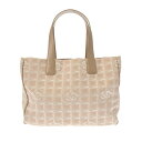 【〜7/11 最大5万円クーポン】CHANEL シャネル ニュートラベルライン トート MM ベージュ レディース ナイロン ハンドバッグ ABランク 中古 銀...
