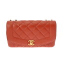 CHANEL シャネル ダイアナ チェーンショルダー 28cm ブラウン レディース ラムスキン ショルダーバッグ Aランク 中古【ローン24回払い無金利】 銀...