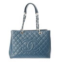 【〜5/3 最大5万円クーポン】CHANEL シャネル GST グランドショッピングトート ブルー A50995 レディース キャビアスキン トートバッグ AB...