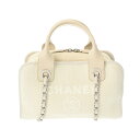 【〜5/3 最大5万円クーポン】CHANEL シャネル ドーヴィル ボ−リングバッグ オフホワイト A92750 レディース キャンバス レザー ト...
