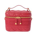 CHRISTIAN DIOR クリスチャンディオール DIORTRAVEL ヴァニティスモール レッド S5488UNTR レディース ラムスキン ショルダーバ...
