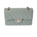 CHANEL シャネル マトラッセ チェーンショルダー 23cm Wフラップ ブルーグレー レディース キャビアスキン ショルダーバッグ Aランク 中古【ローン...