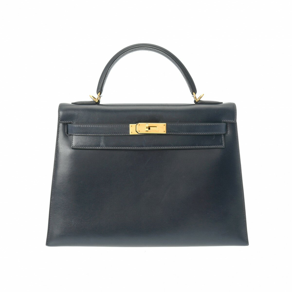 【ローン24回払い無金利】HERMES エルメス ケリー 32 外縫い 2WAY ブルーインディゴ □E刻印(2001年頃) レディース ボックスカーフ ハンドバッグ Bランク 中古 銀蔵のサムネイル
