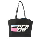 【〜5/16 最大5万円クーポン】PRADA プラダ ロゴプリント ブラック/ブルー レディース キャンバス トートバッグ ABランク 中古 銀蔵