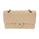 CHANEL シャネル マトラッセ チェーンショルダー Wフラップ 25cm ベージュ A01112 レディース キャビアスキン ショルダーバッグ Aランク 中...