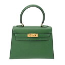 HERMES エルメス ミニケリー グリーン ○V刻印(1992年頃) レディース クシュベル 2WAYバッグ ABランク 中古【ローン24回払い無金利】 銀蔵
