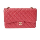 CHANEL シャネル マトラッセ チェーンショルダー Wフラップ 30cm ピンク A58600 レディース キャビアスキン ショルダーバッグ ABランク 中...