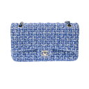 CHANEL シャネル マトラッセ チェーンショルダー Wフラップ 25cm ブルー A01112 レディース ツイード ショルダーバッグ Aランク 中古【ロー...