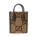 GUCCI グッチ ジャンボGG ミニ トートバッグ 2WAY ベージュ ブラウン 699406 レディース GGキャンバス レザー ハンドバッグ Aランク 中...