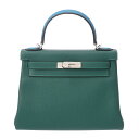 【〜5/3 最大5万円クーポン】HERMES エルメス ケリー 28 オ・パス 内縫い 2WAY マラカイト/ブルーザンジバル A刻印(2017年頃) レディー...