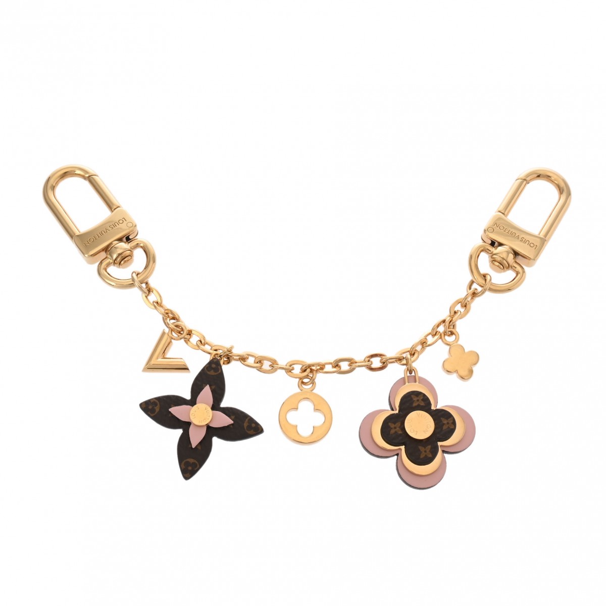 LOUIS VUITTON ルイヴィトン モノグラム バッグチャーム チェーン ブルーミングフラワー 新型 ブラウン/ピンク M01414 レディース レザー キーホルダー Aランク 中古 銀蔵のサムネイル