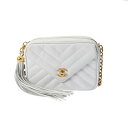 CHANEL シャネル Vステッチ フリンジ チェーンショルダー ホワイト レディース キャビアスキン ショルダーバッグ Bランク 中古【ローン24回払い無金利...
