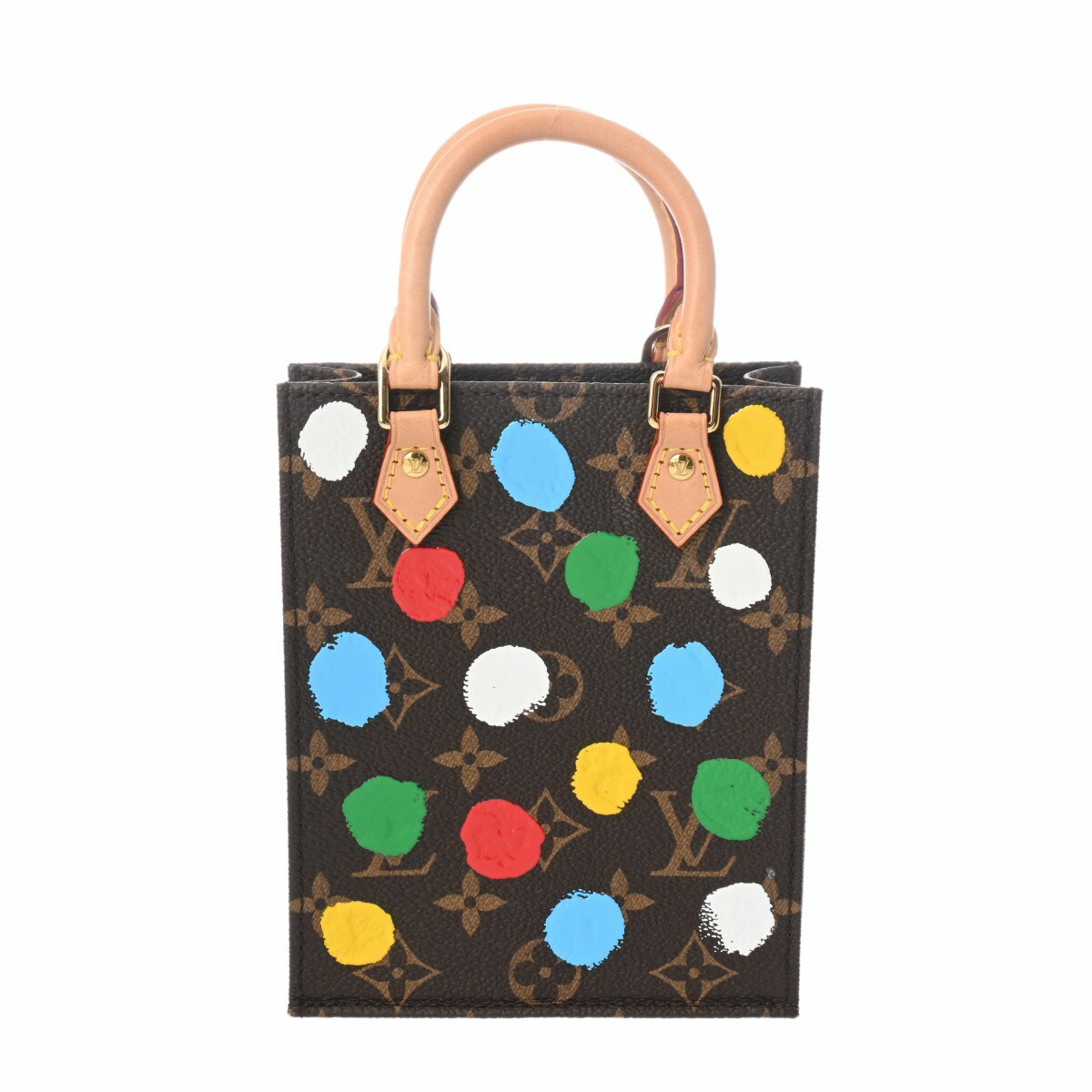 【~3/27 最大5万円クーポン】LOUIS VUITTON ルイヴィトン モノグラム プティット サックプラ 草間彌生コラボ ブラウン M81867 レディース モノグラムキャンバス ハンドバッグ Aランク 中古 銀蔵